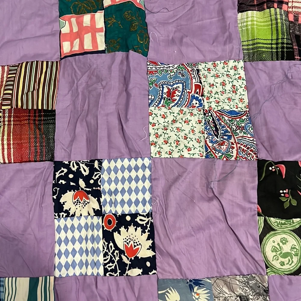 Handmade unfinished Quilt topper patchwork 42”  x 62”